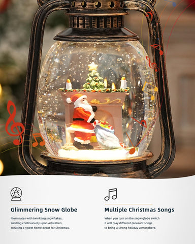 EDDORUNNING snow globe on mantel giving size context and festive ambiance