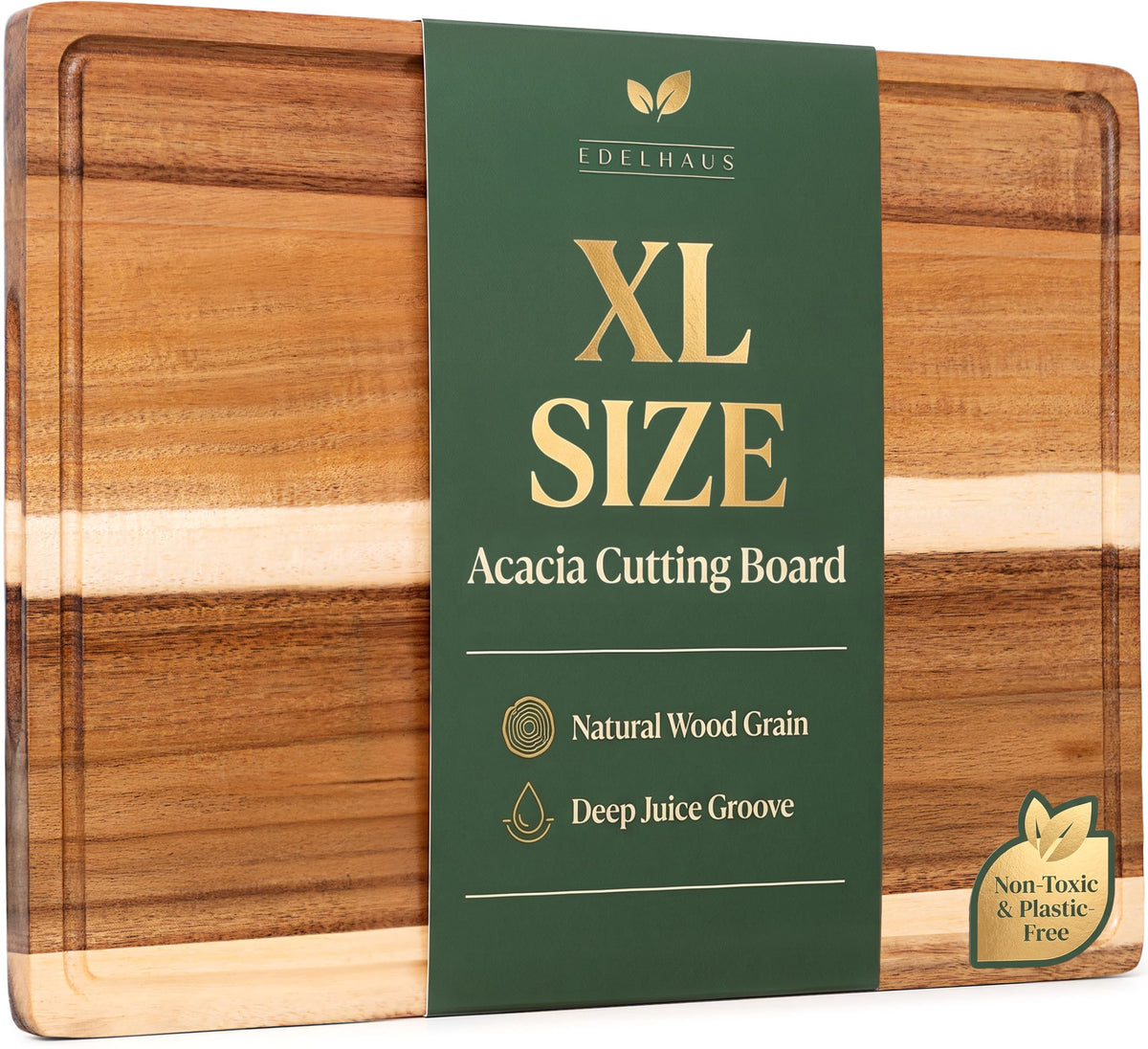 EDELHAUS cutting board front view showing full surface and finish, ideal for prep
