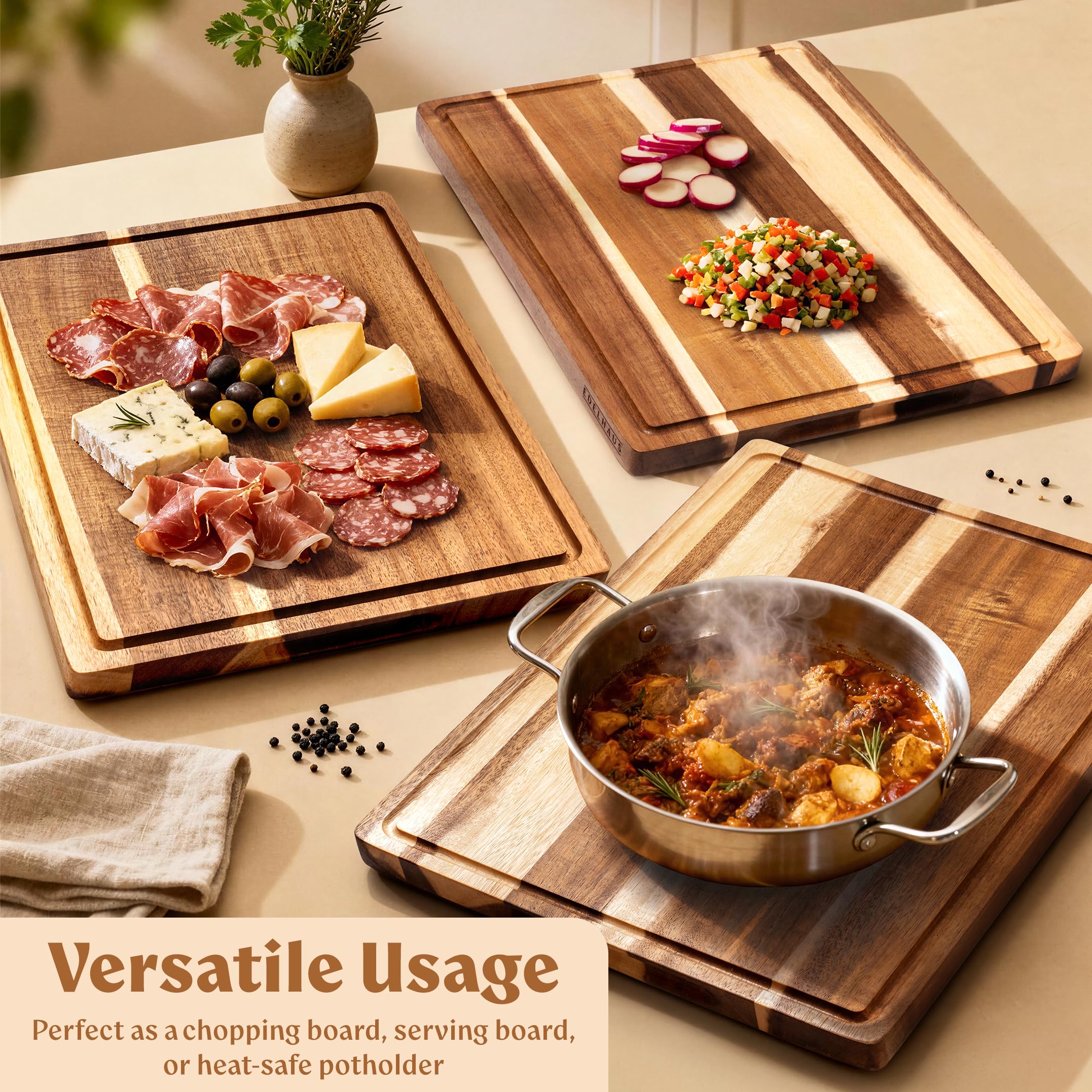 EDELHAUS serving charcuterie display demonstrating stylish presentation benefits