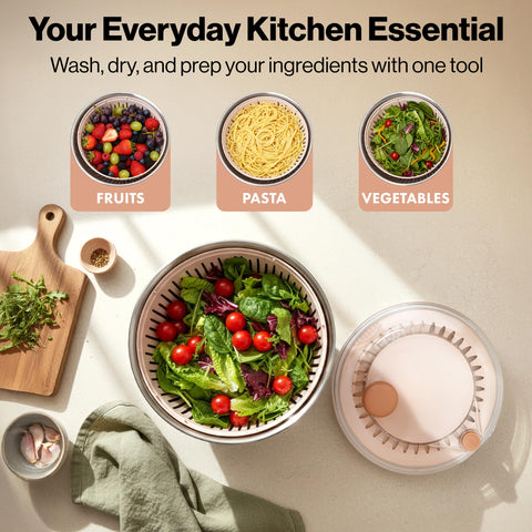 EDELHAUS inner basket used as colander to highlight multi-use functionality