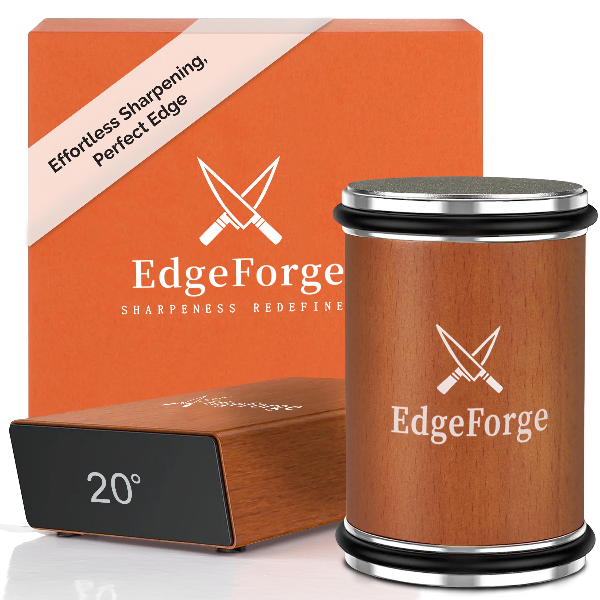 EdgeForge front packaging showing complete sharpening kit and benefits