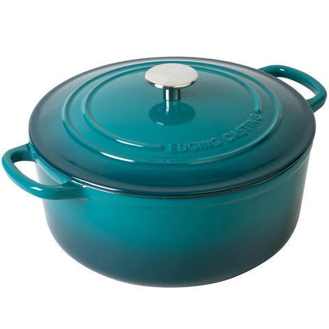 EDGING CASTING pot on stovetop with stew simmering demonstrating even heat distribution and versatility
