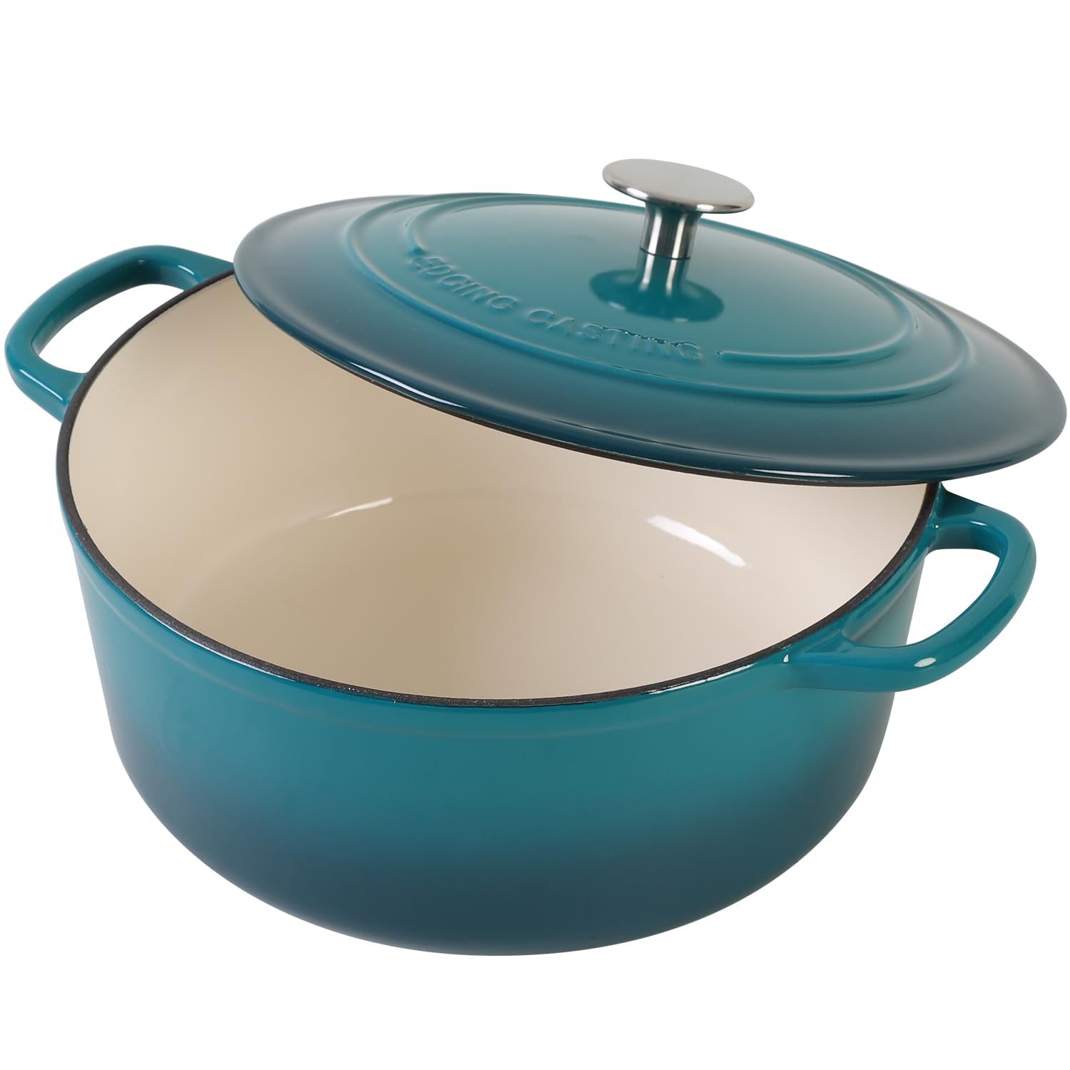 EDGING CASTING Dutch oven on dining table serving roasted dish, attractive for oven-to-table presentation