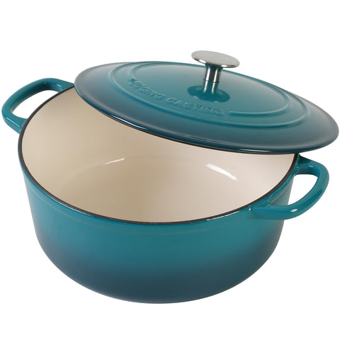 EDGING CASTING Dutch oven on dining table serving roasted dish, attractive for oven-to-table presentation