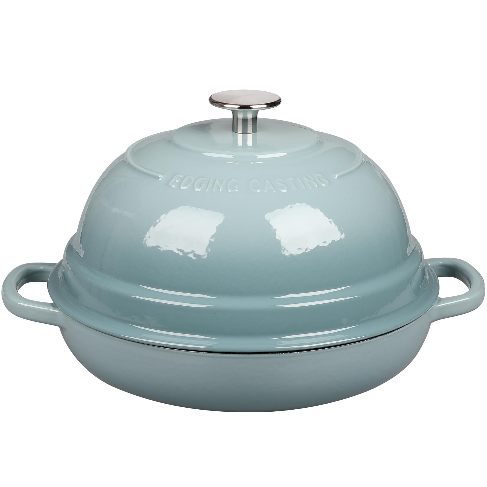 EDGING CASTING front view of seasalt Dutch oven showing elegant shape and benefit of even heat