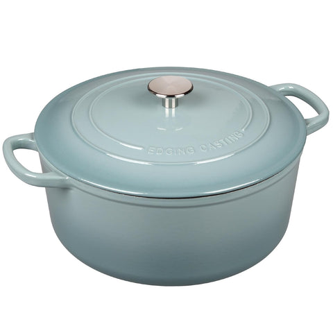 EDGING CASTING pot on stovetop simmering stew to show even heat distribution and versatile use