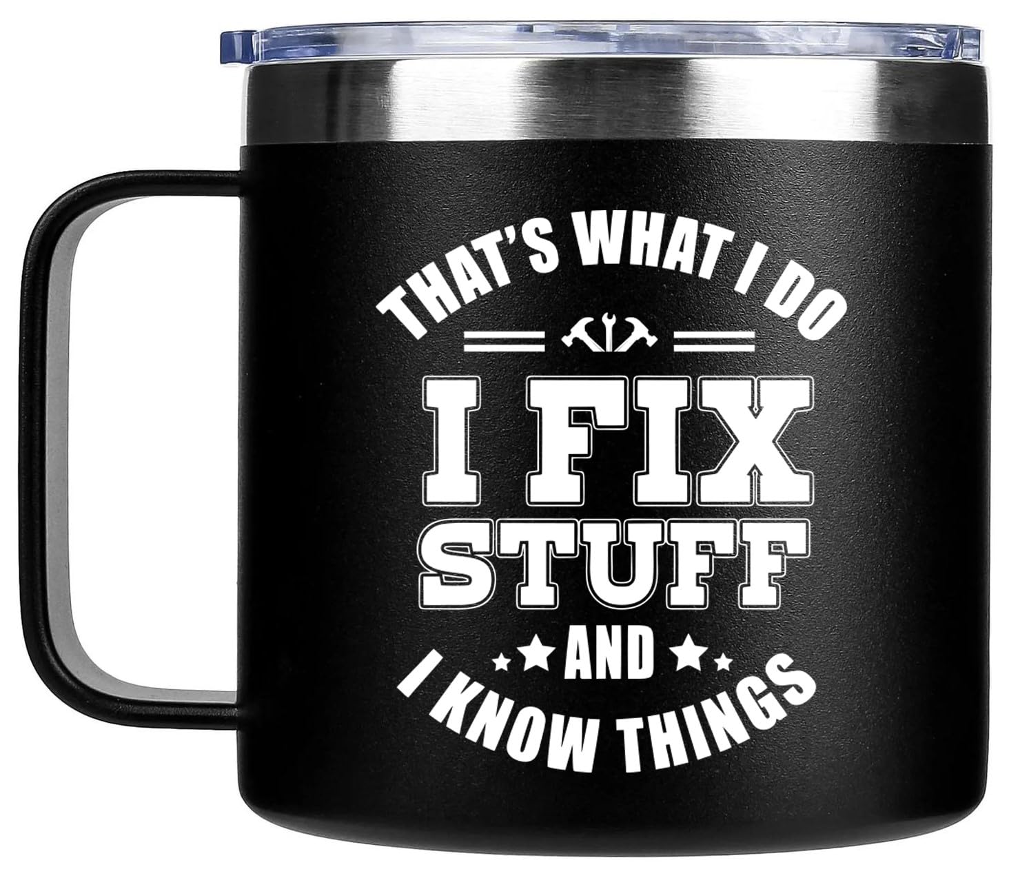 Edizzone front view mug showing durable stainless steel and practical design