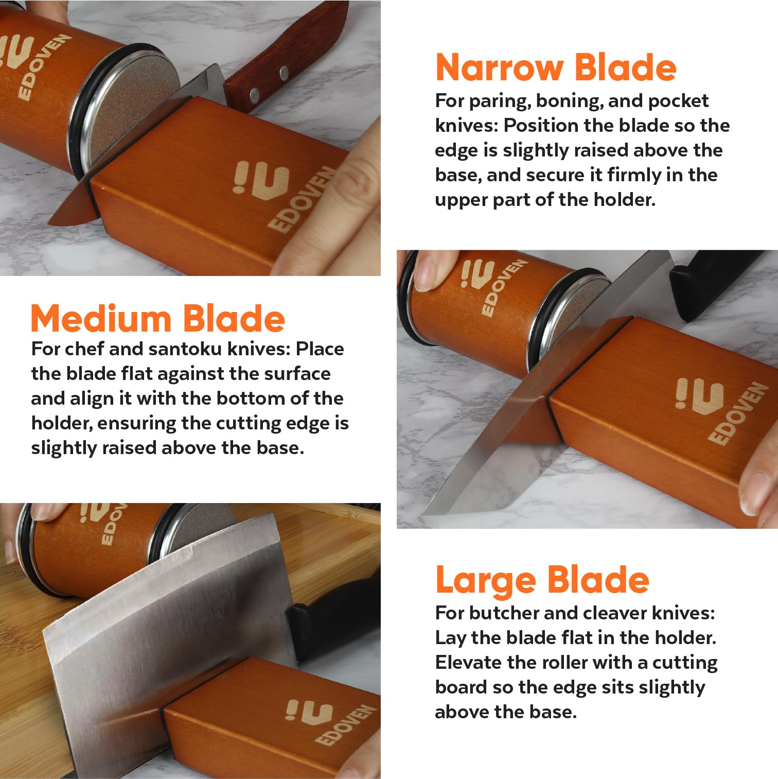 EDOVEN leather strop laid flat demonstrating polishing finish for refined edge