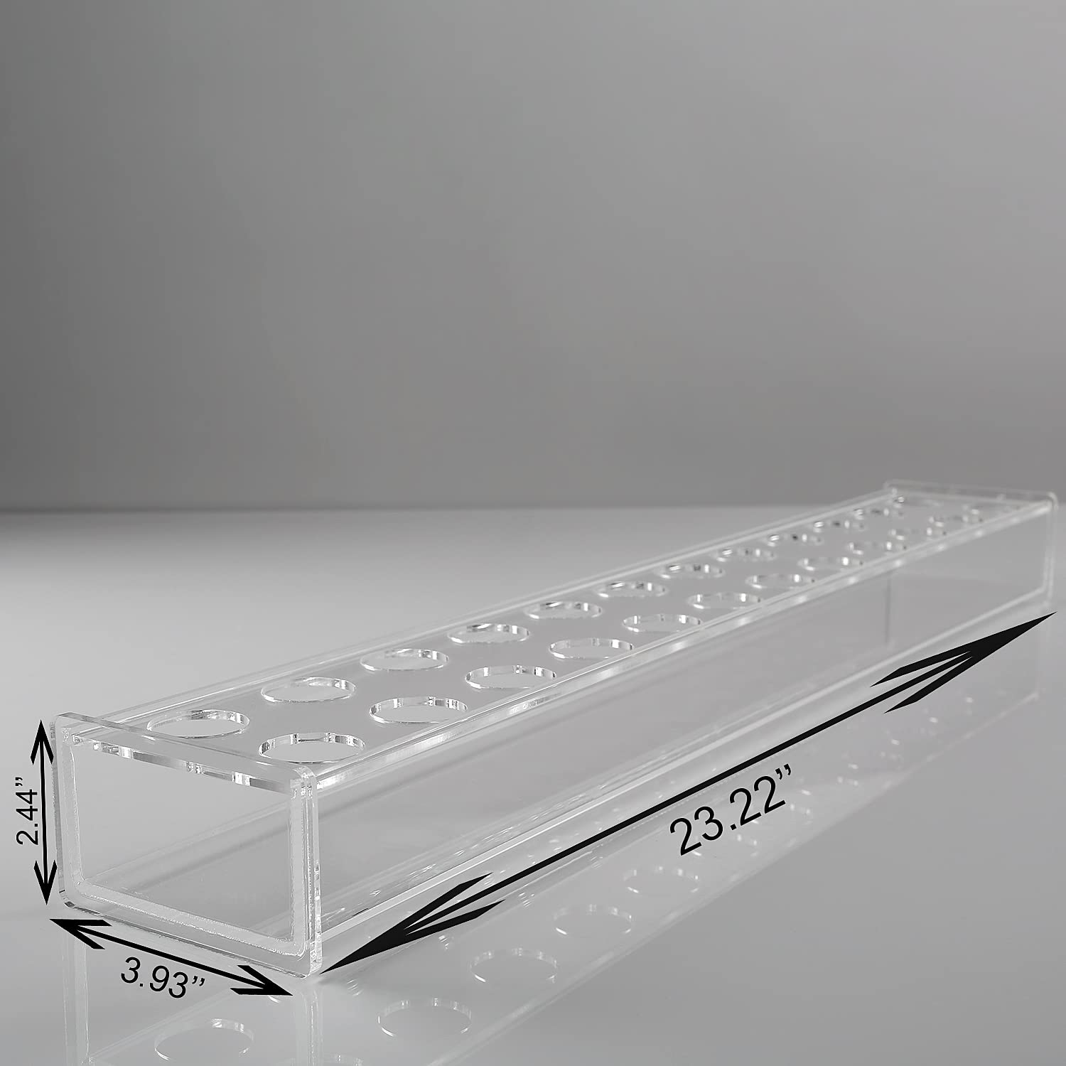 E&F Modern Designs close-up of acrylic edge highlighting durable clear material and shatter resistance