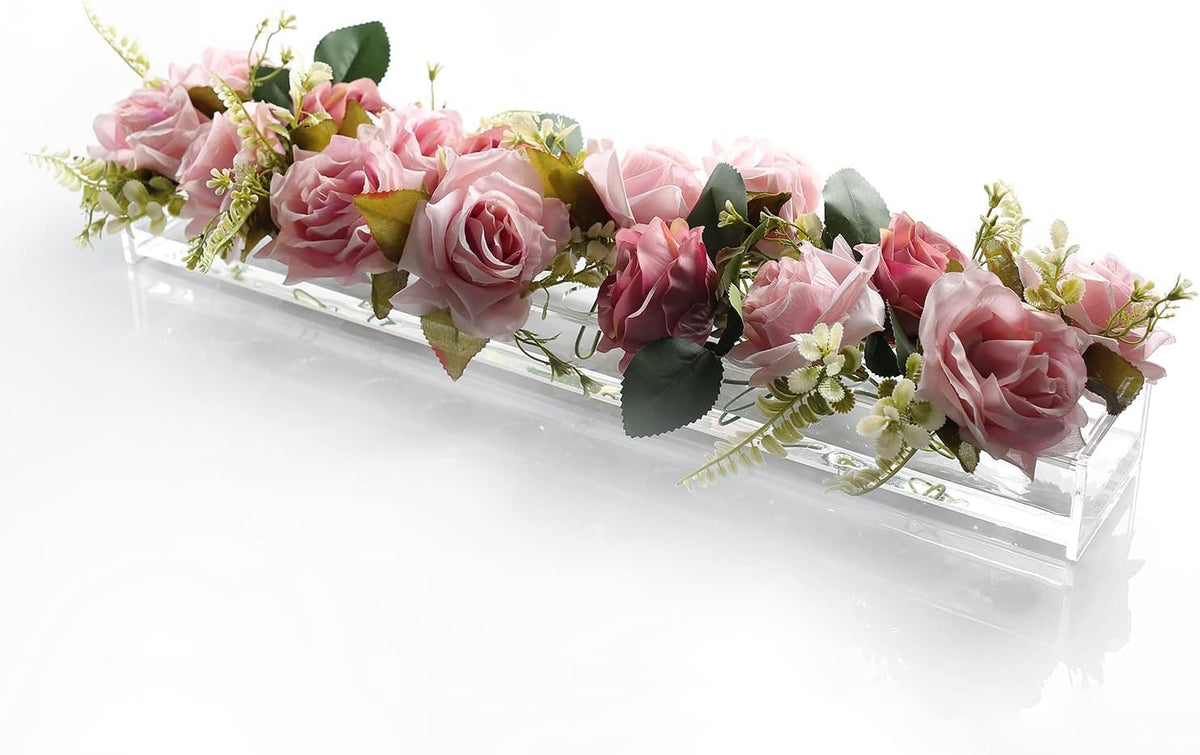 E&F Modern Designs front view of 24-inch acrylic rectangular vase showing clean lines and clarity