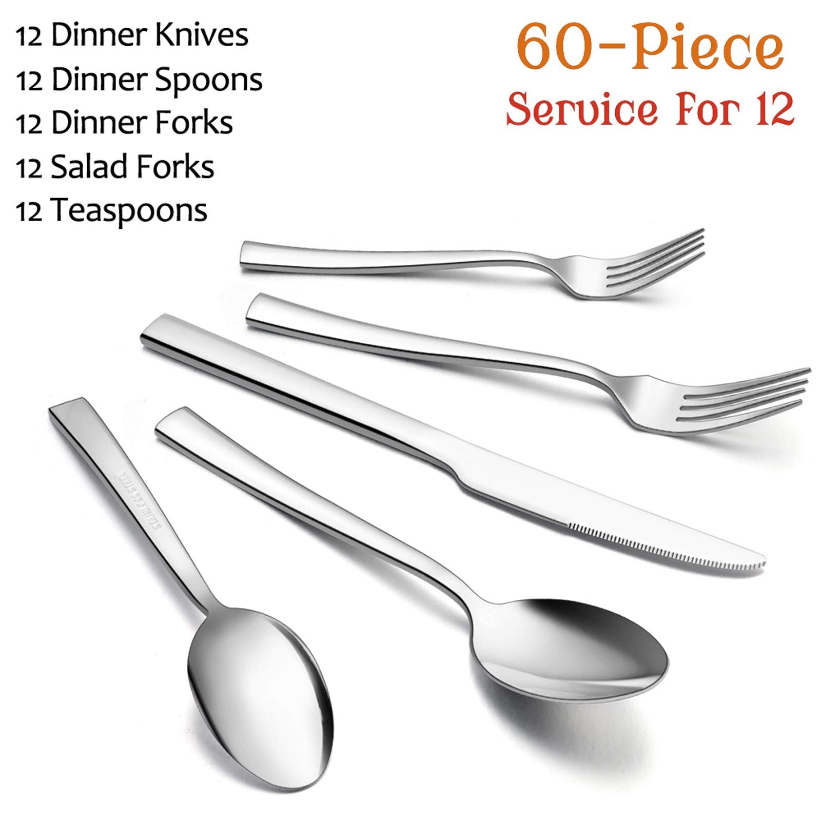 E-far dinner knife close-up showing serrated blade for easier cutting