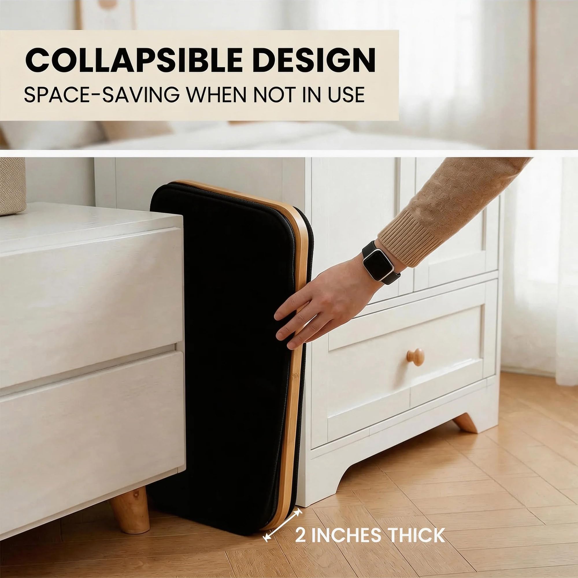 efluky laundry basket placed in a bedroom showing organized storage solution