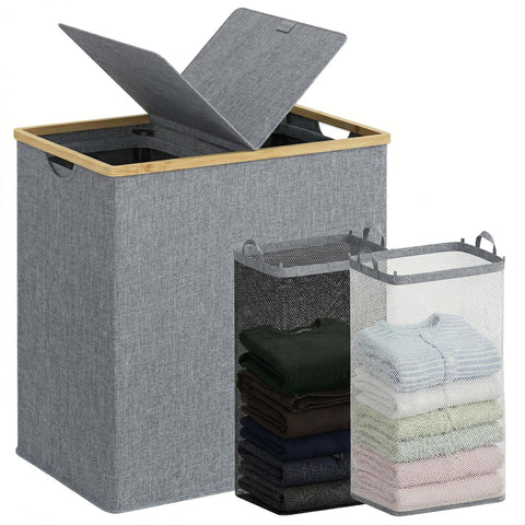 efluky front view of hamper showing neat storage and large capacity