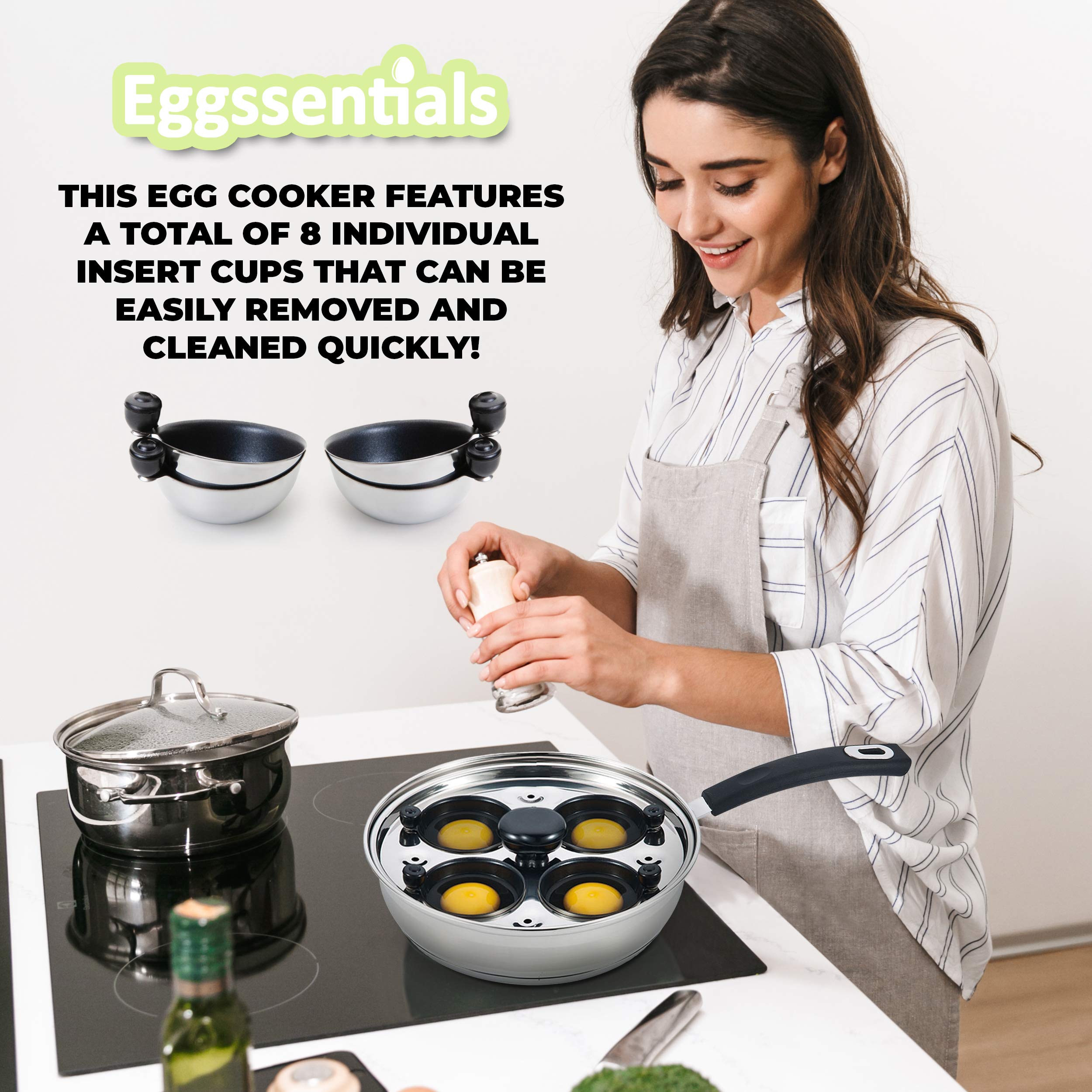 Eggssentials close-up of PFOA-free nonstick cup surface for easy release