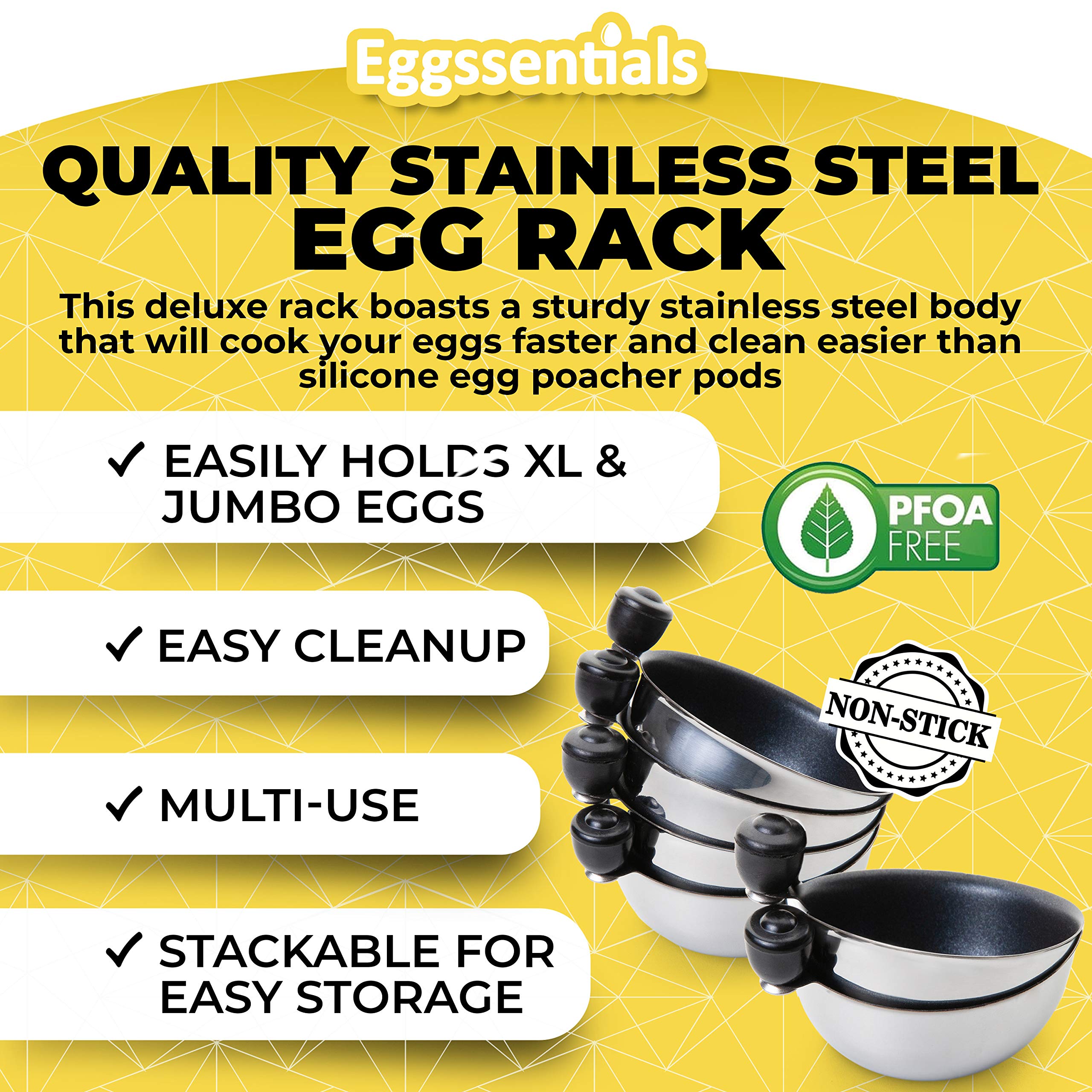Eggssentials beside measuring cup showing capacity for extra-large eggs benefit