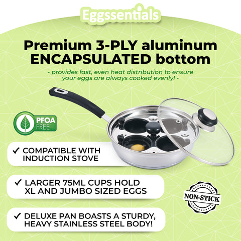 Eggssentials spatula lifting a perfect poached egg illustrating gentle release