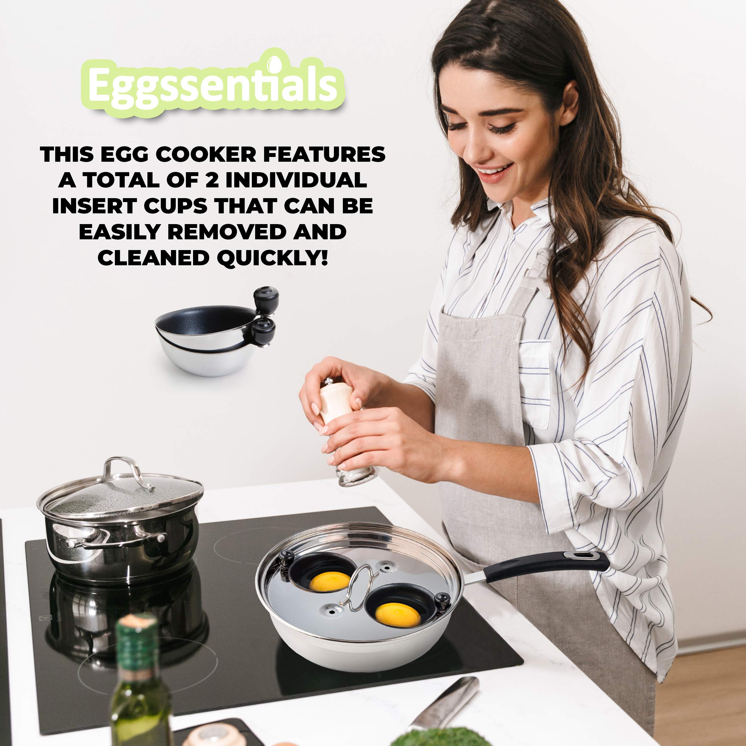 Eggssentials tempered glass lid detail with steam vent for monitored, moist cooking