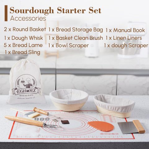 EGHOMZ banneton holding proofed dough illustrating shape support and textured crust benefit