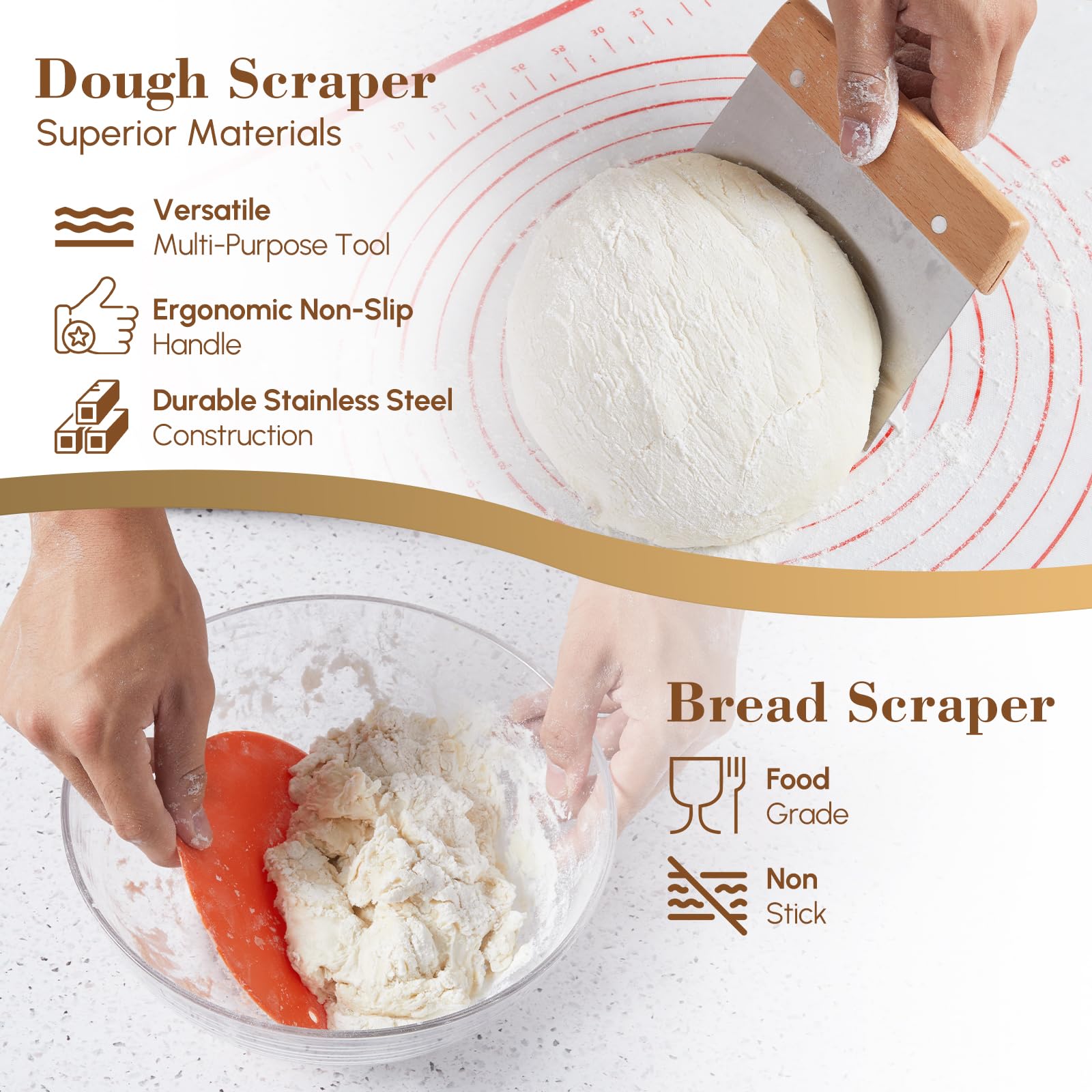 EGHOMZ bread lame with wood handle scoring a loaf for controlled oven spring benefit