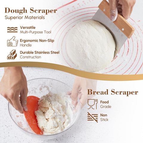 EGHOMZ bread lame with wood handle scoring a loaf for controlled oven spring benefit