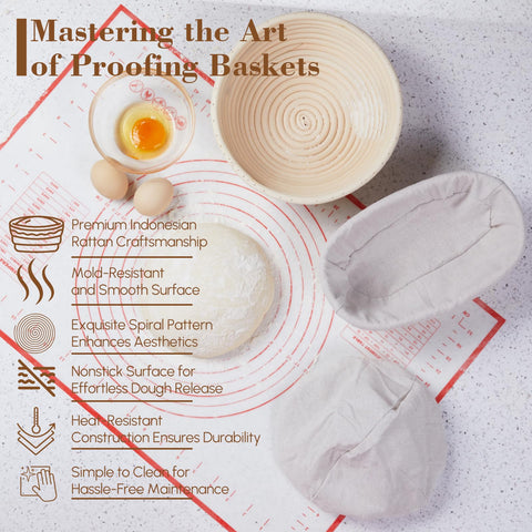 EGHOMZ size comparison showing 9-inch round and 10-inch oval baskets for recipe flexibility benefit
