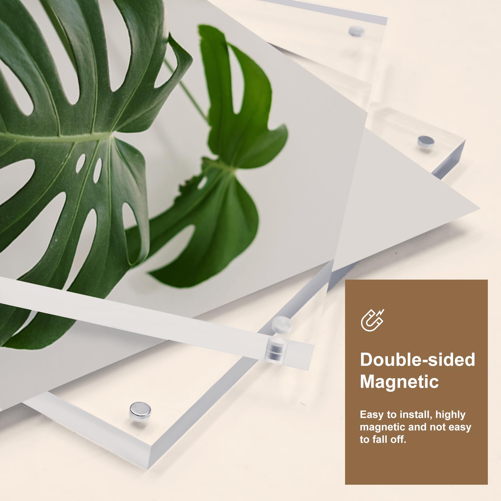 Egofine corner magnets close-up showing secure hold and easy swapping benefit