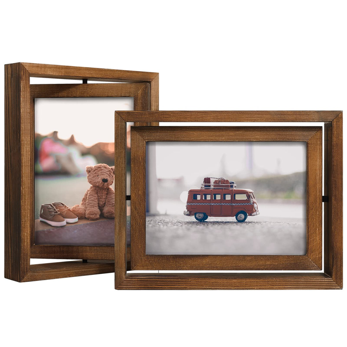 Egofine rotating frame front view showing double-sided display and easy photo rotation