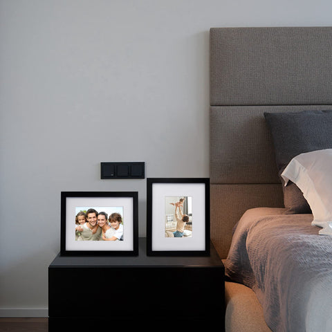 Egofine frame on tabletop easel showing stable display and easy orientation switch