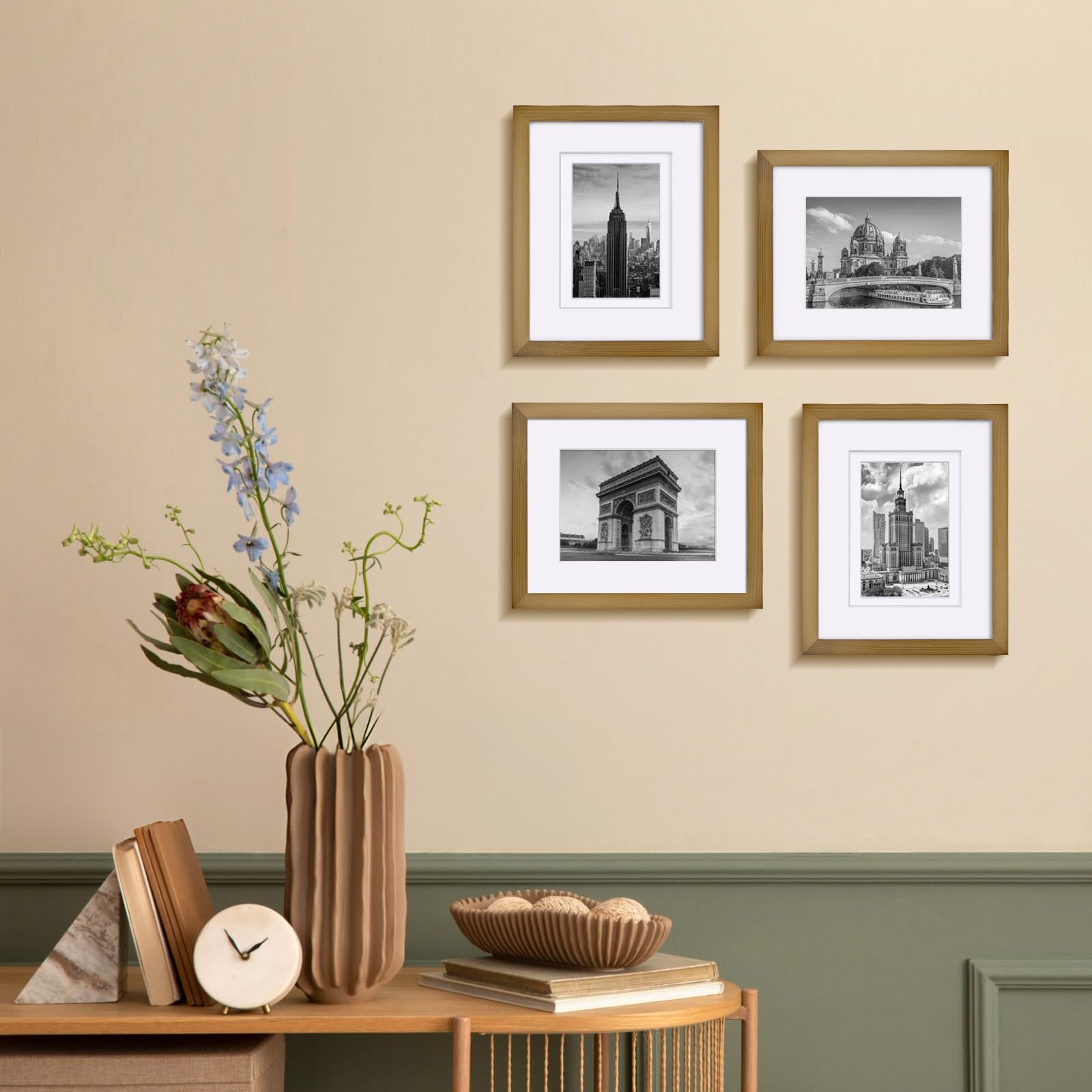 Egofine wall mounted gallery arrangement showing coordinated home styling