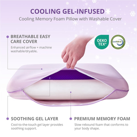 EGOHOME pillow styled on bed showing comfort and cool surface