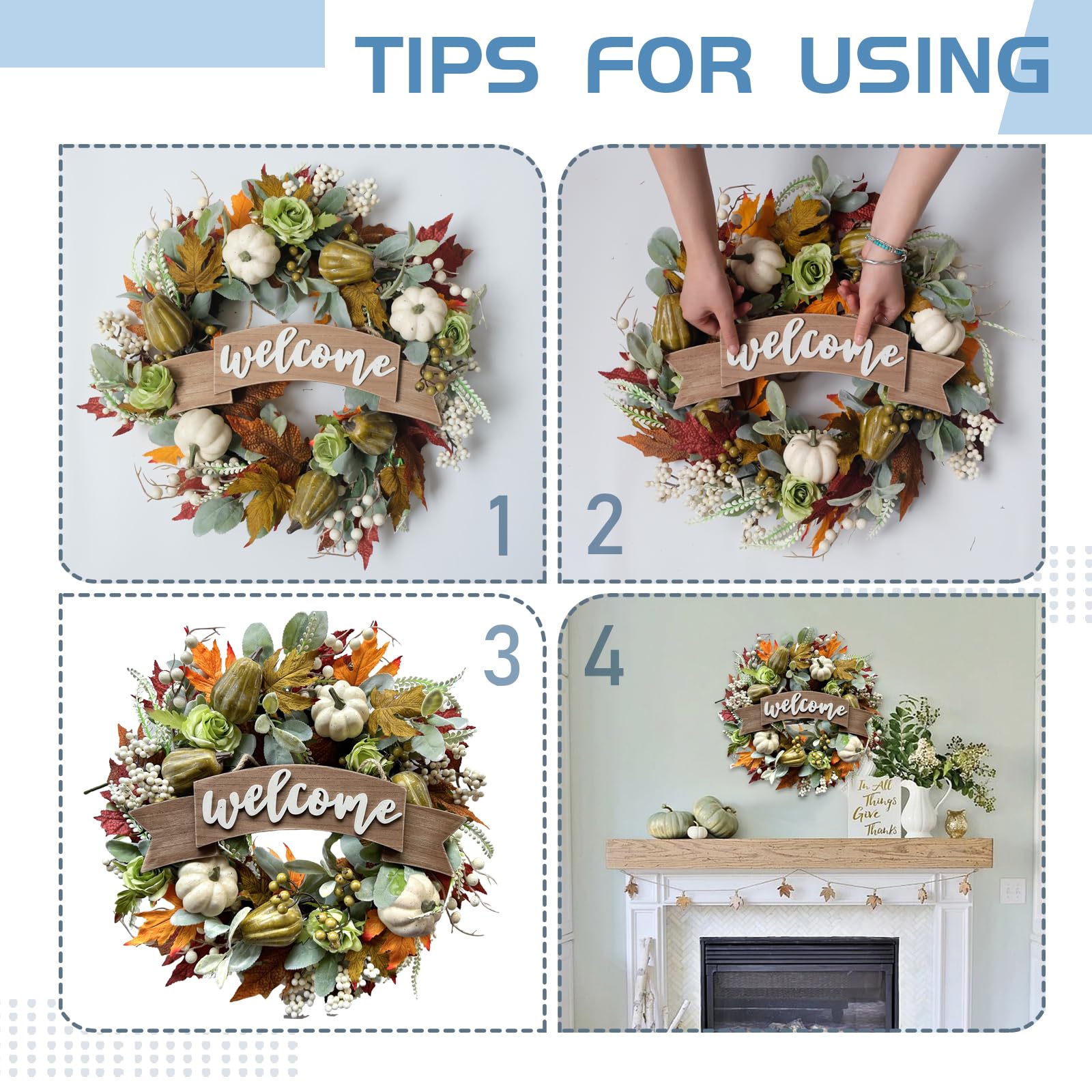 egolot wreath on door for size comparison showing 22 inch scale