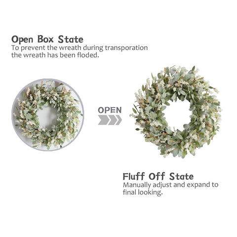 egolot wreath hung on entryway showing styling and covered porch protection