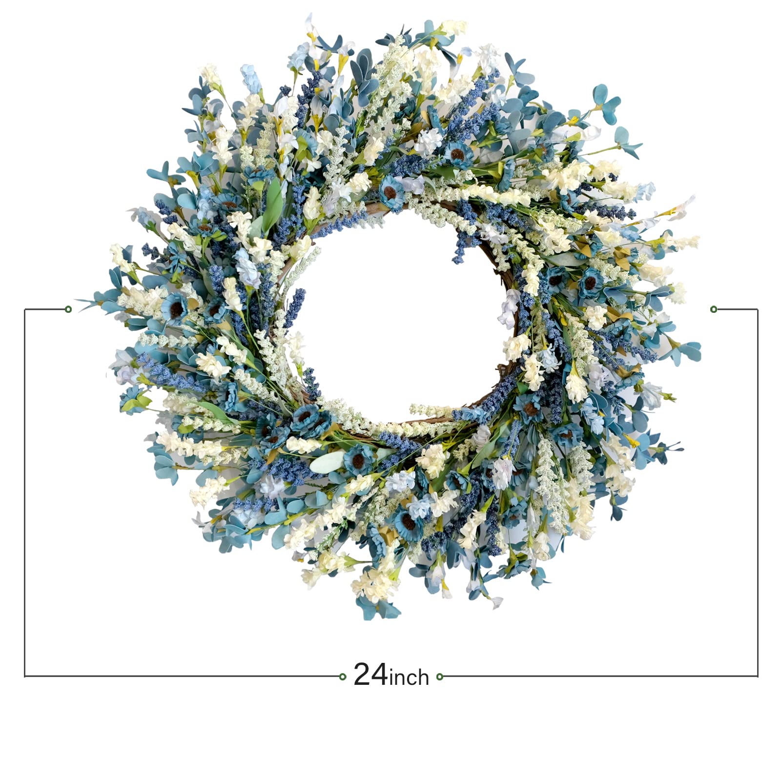 egolot wreath on wooden door demonstrating 26-inch scale and dramatic entry impact