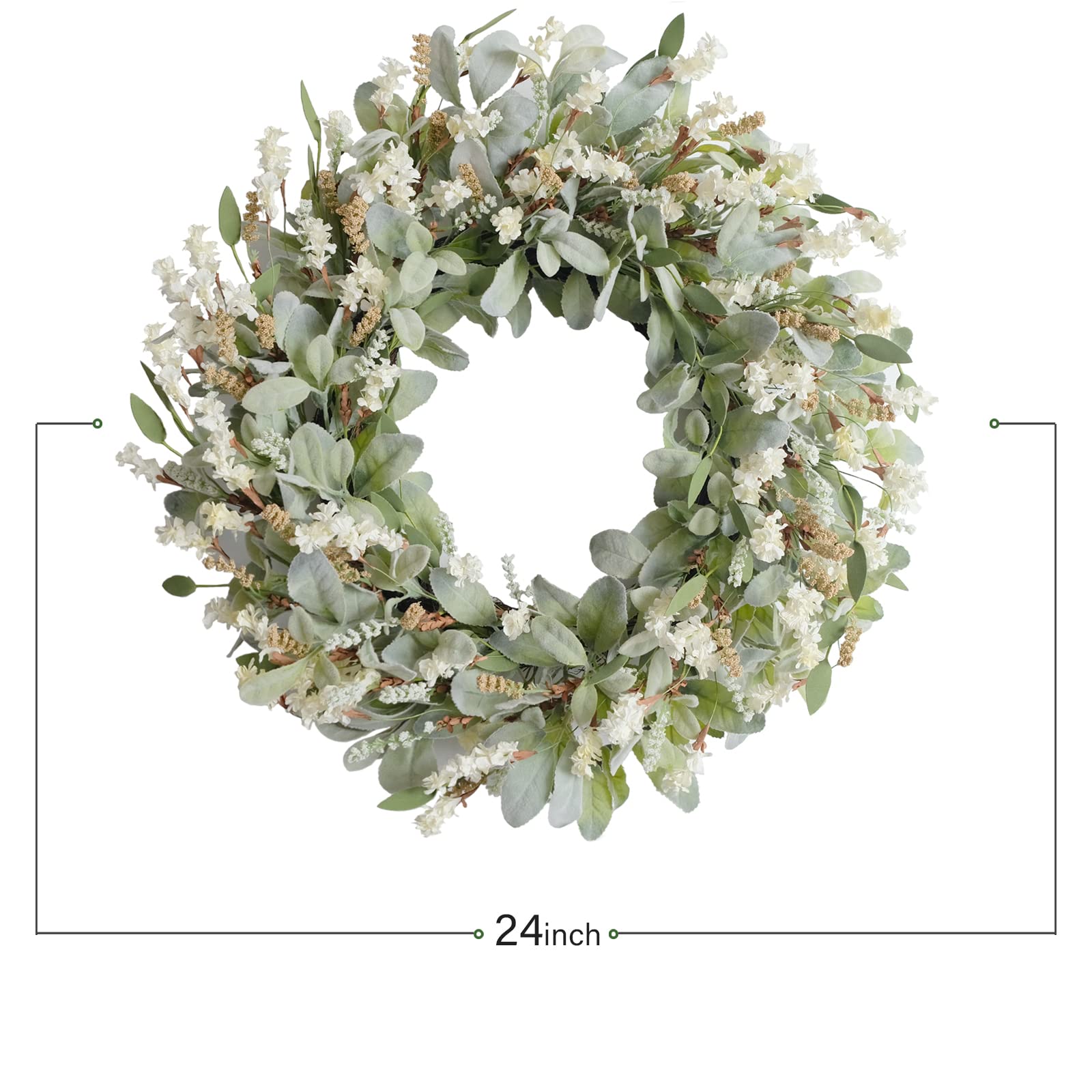 egolot wreath beside chair for scale, demonstrates 24-inch size suitability
