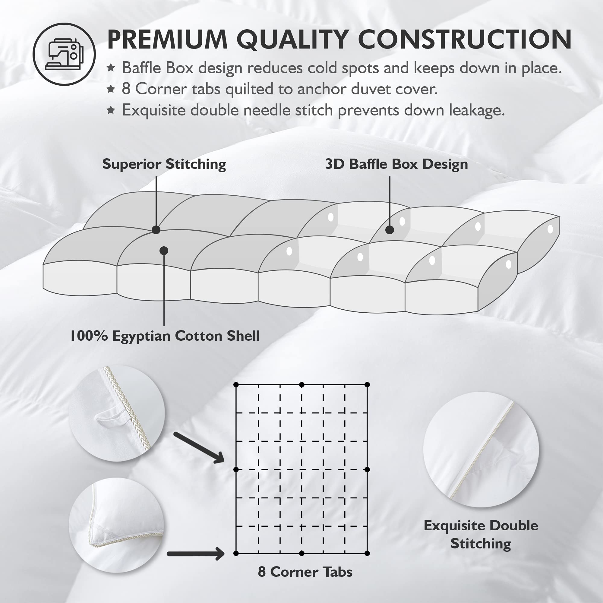 EGYPTIAN BEDDING Egyptian cotton surface texture demonstrating quiet breathable comfort