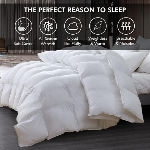 EGYPTIAN BEDDING lofty fill close-up illustrating 65 oz plush insulation and fluffiness