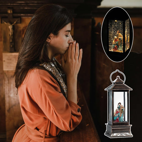 EIGHTOWN LED-lit lantern at night providing warm ambient light for home