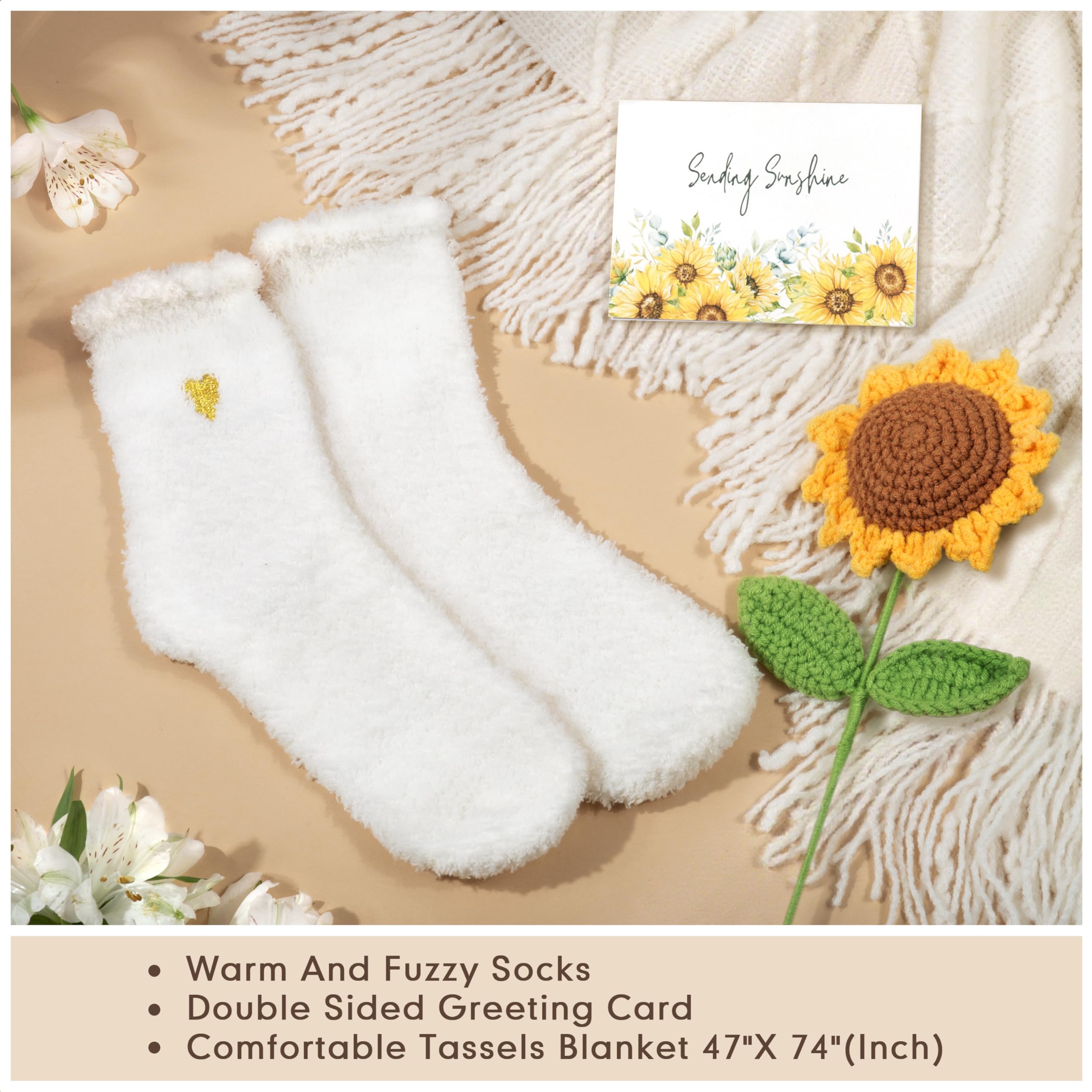 EIRNAY crocheted sunflower with greeting card conveying encouragement and thoughtful detail
