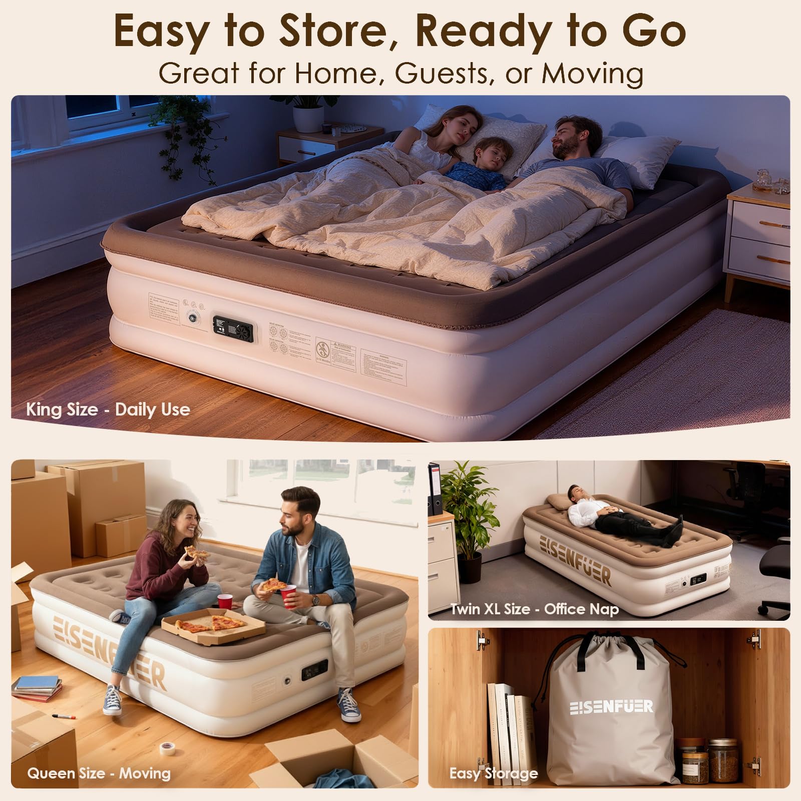 EISENFUER mattress next to chair to show queen size and scale for placement