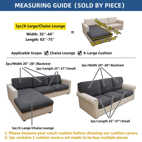 Eismodra size comparison with ruler showing X-Large fit for chaise cushions
