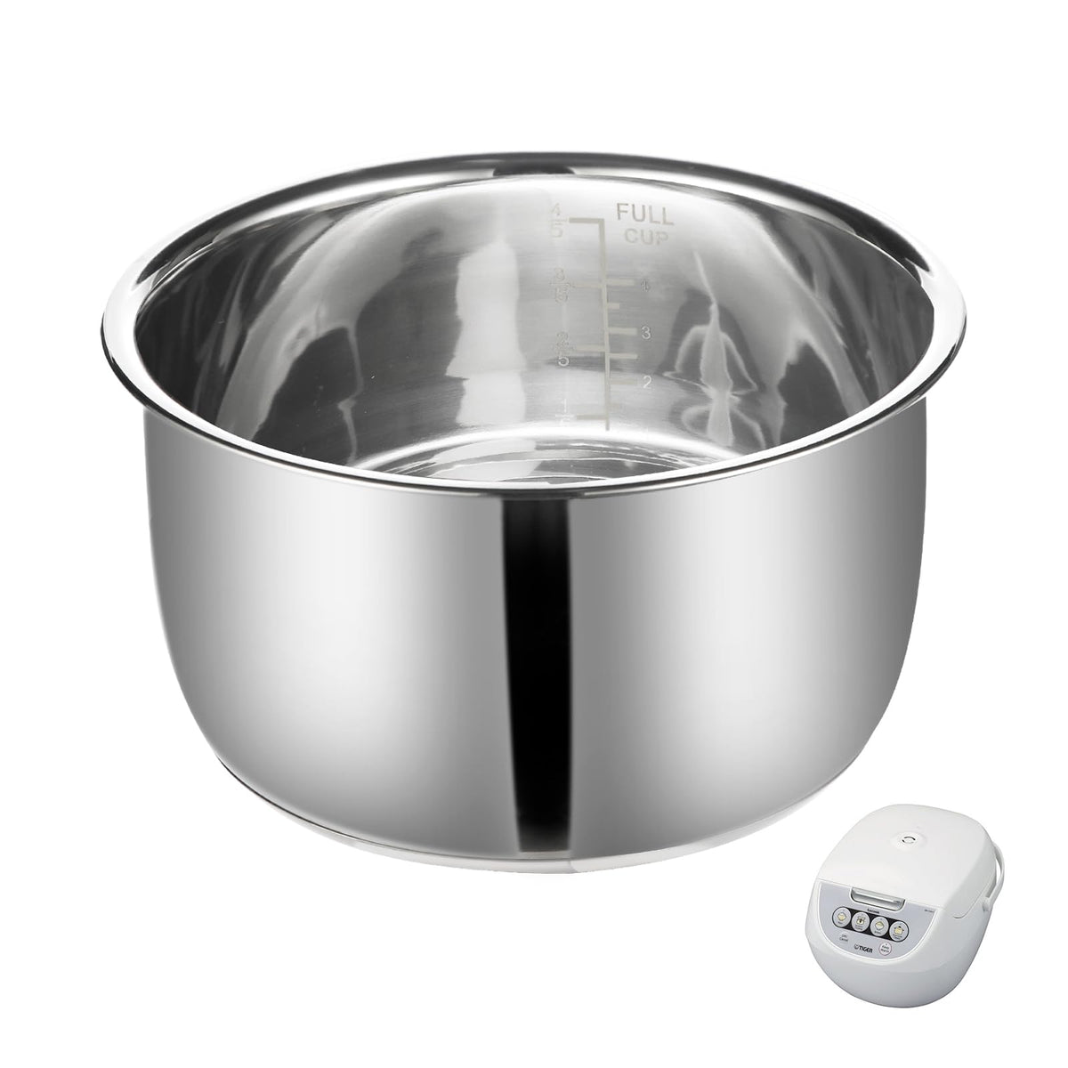 Eiszhjk front view of replacement inner pot showing smooth bowl and capacity benefit