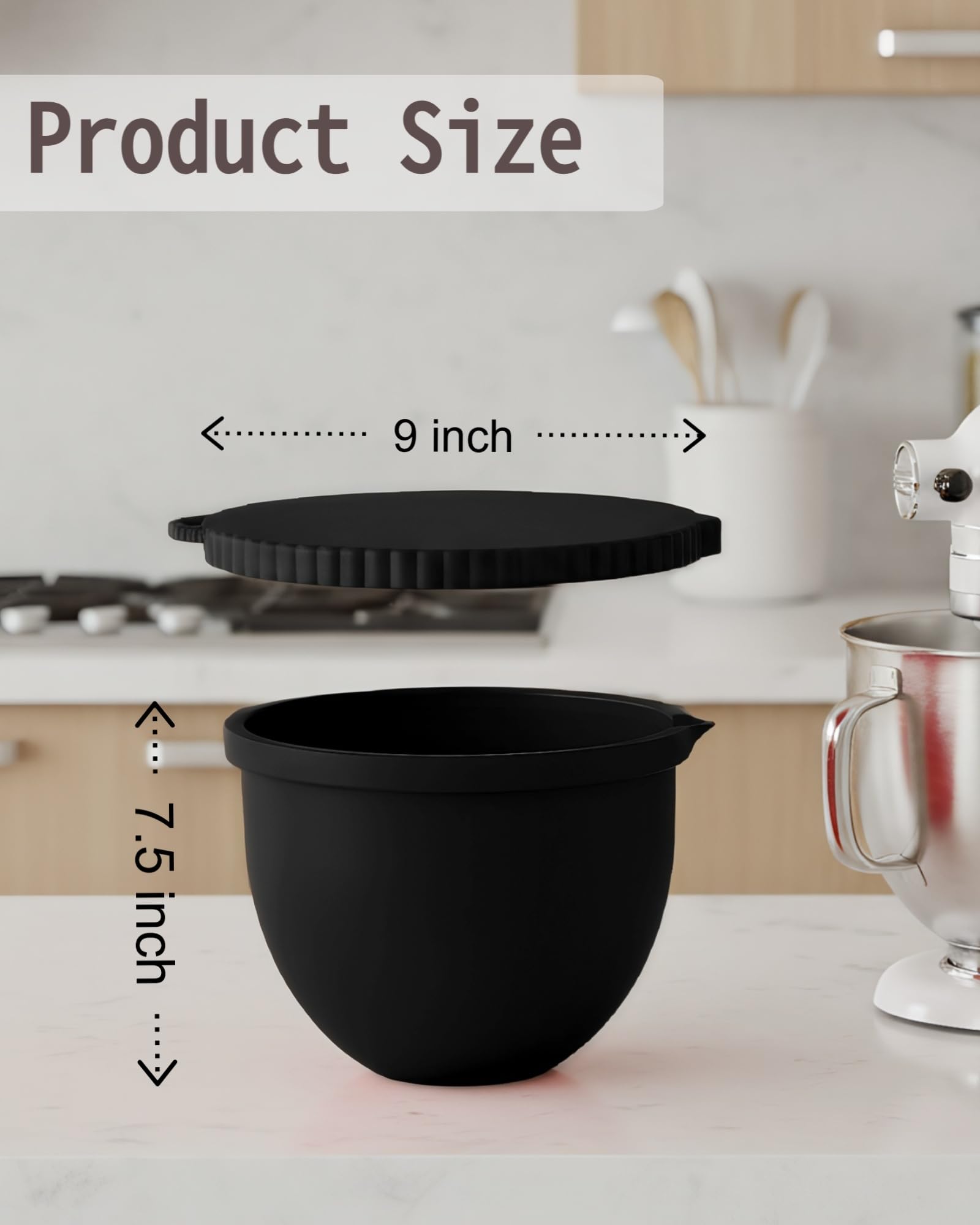 EIWAJKXE size comparison beside kitchen utensils illustrating exact fit for 5-quart bowl