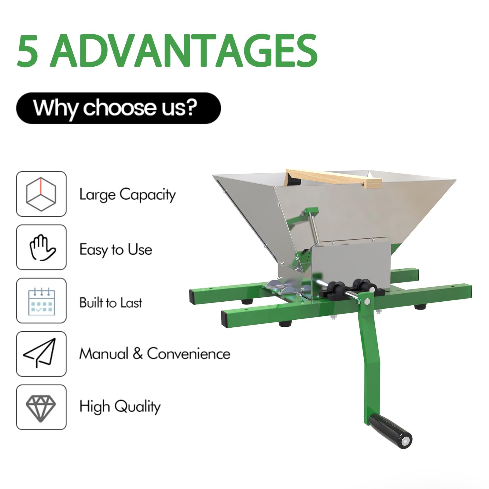 EJWOX hopper closeup highlighting 7L capacity for larger batches benefit