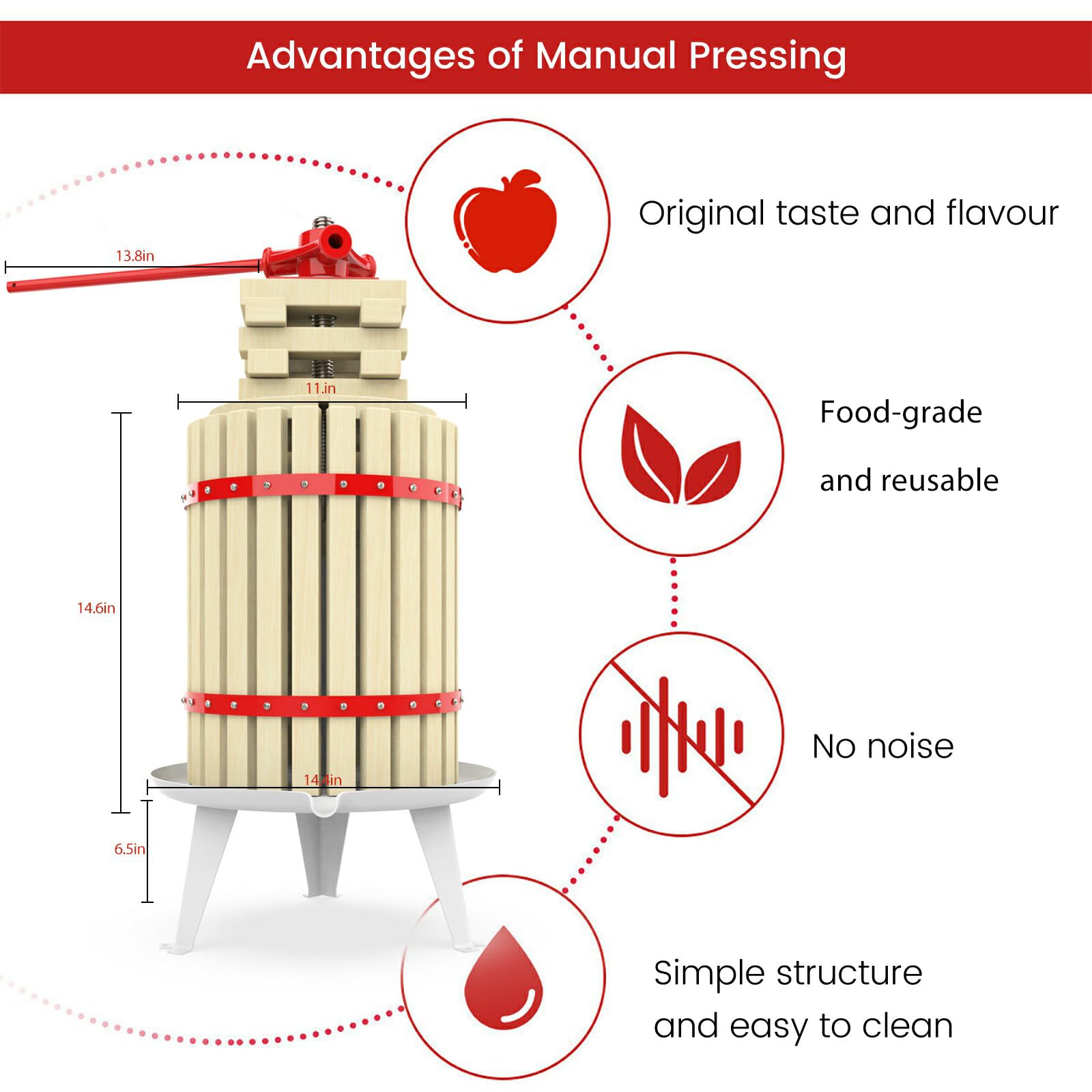 EJWOX pressing apples into jug demonstrating efficient juice extraction