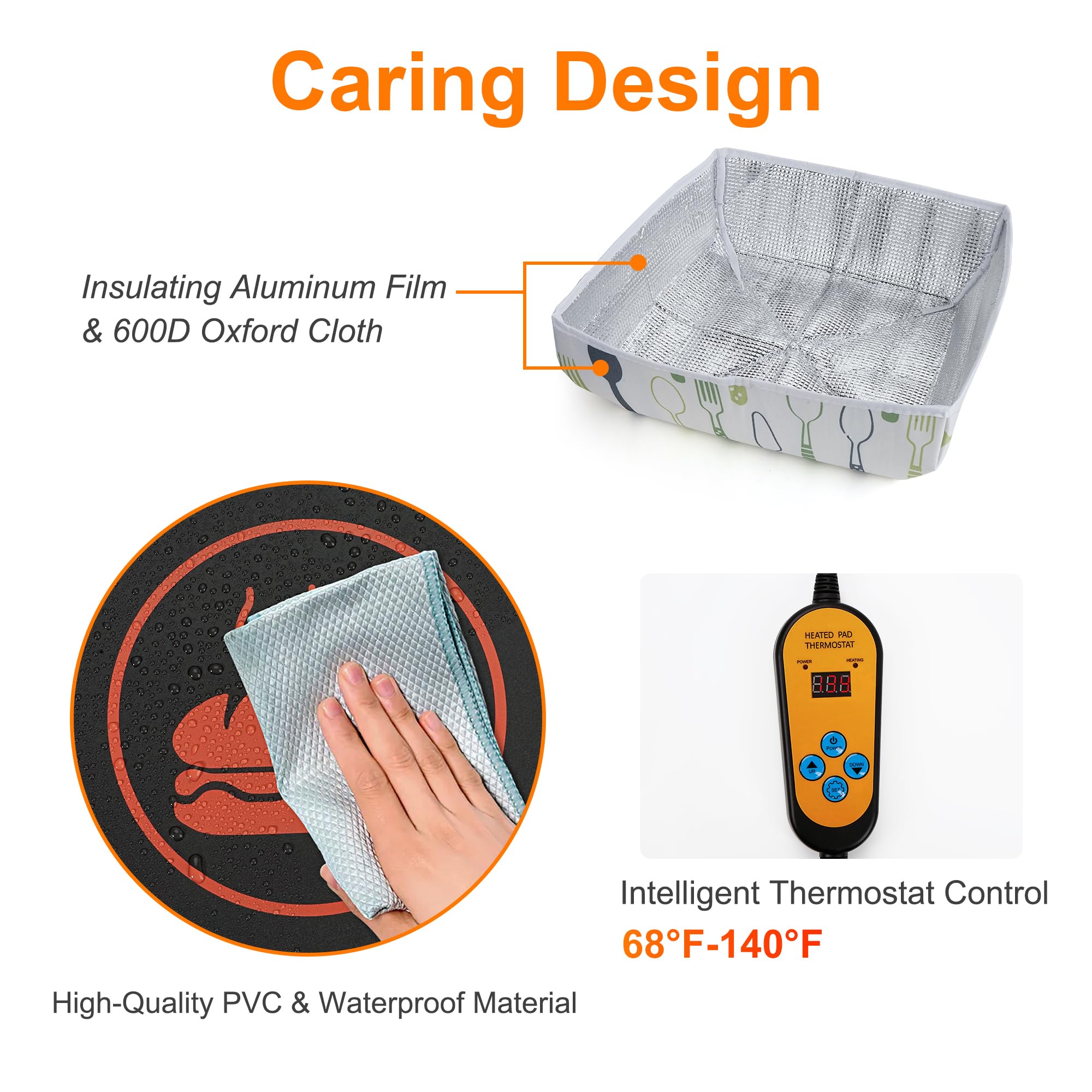 EKEPIN heat mat with cover opened illustrating humidity retention benefit