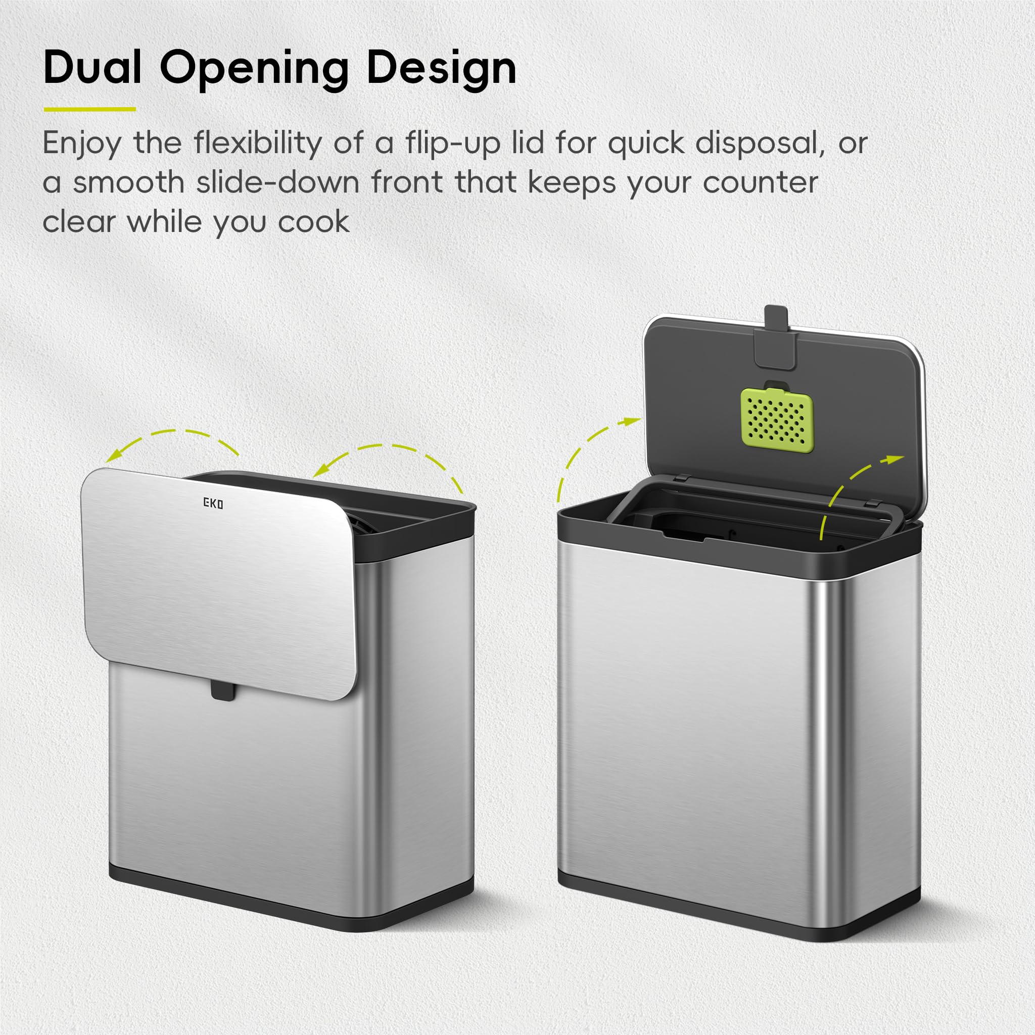 EKO deodorizer compartment detail holding charcoal for odor reduction