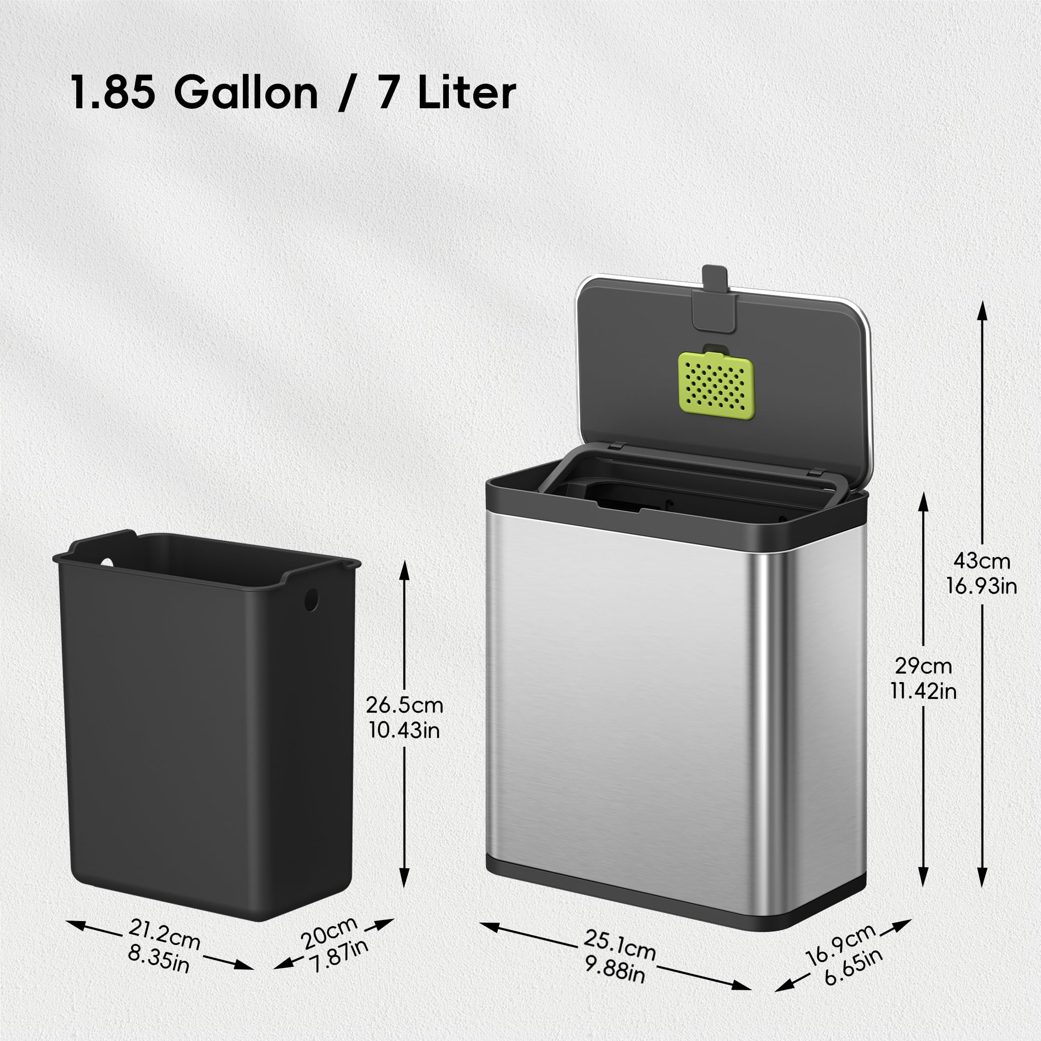 EKO lid close-up swing mechanism showing tight seal and odor control