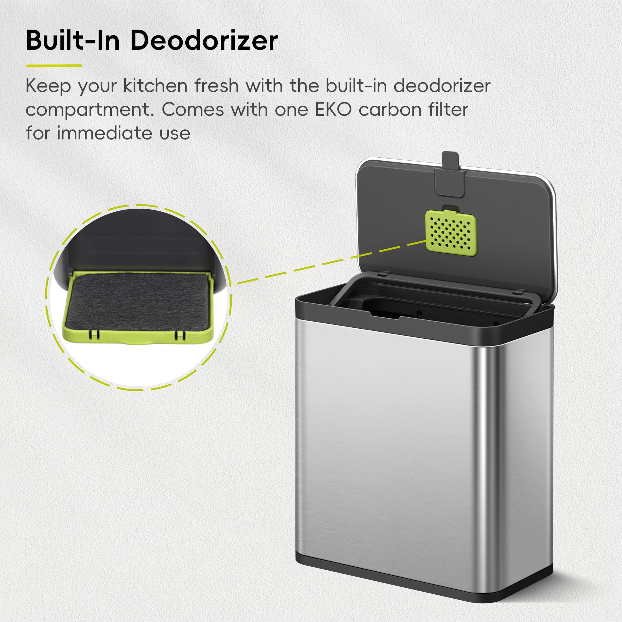 EKO removable inner bucket lifted for easy emptying and rinsing