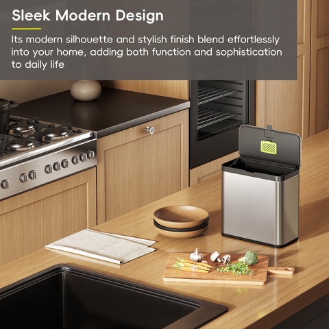 EKO beside fruit bowl showing 7L size and kitchen-friendly scale