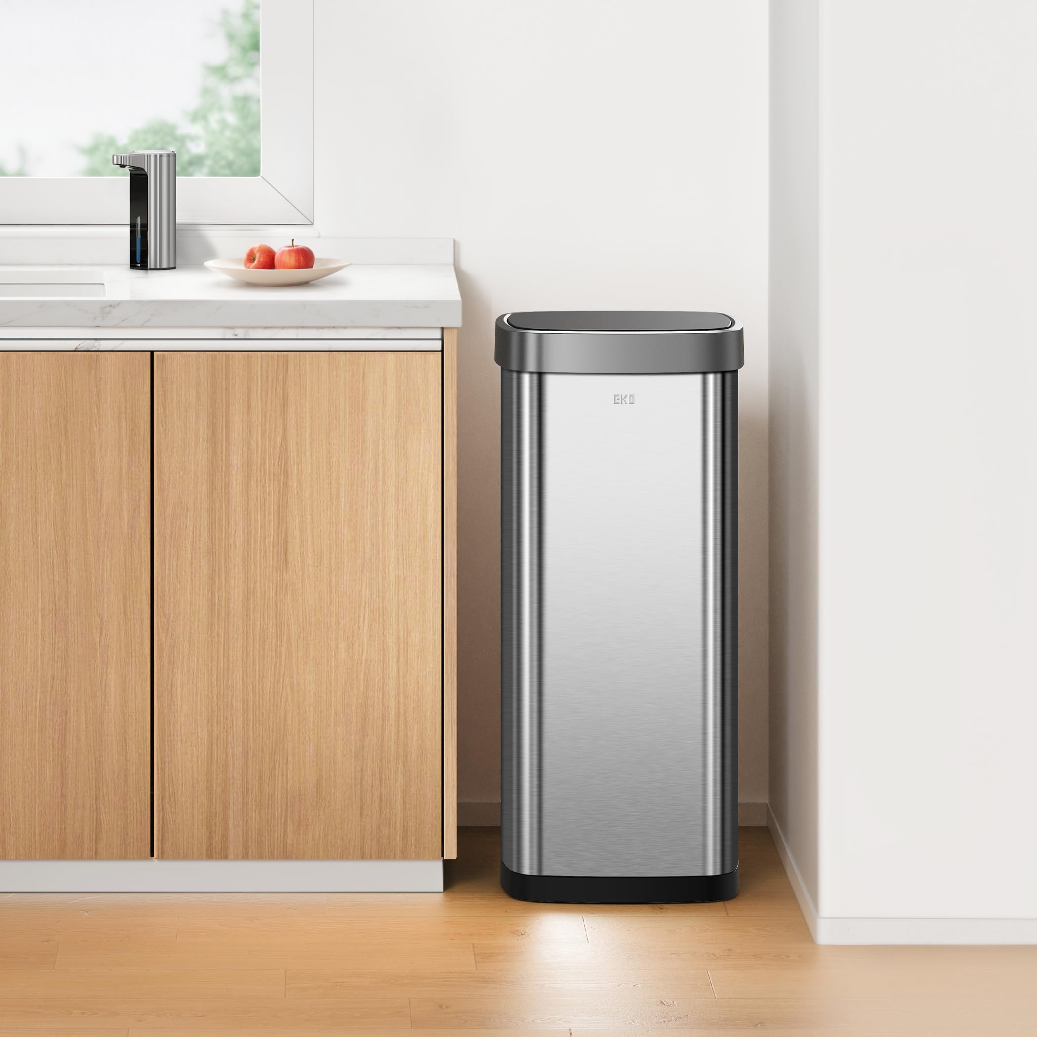 EKO brushed stainless close-up showing fingerprint-resistant finish